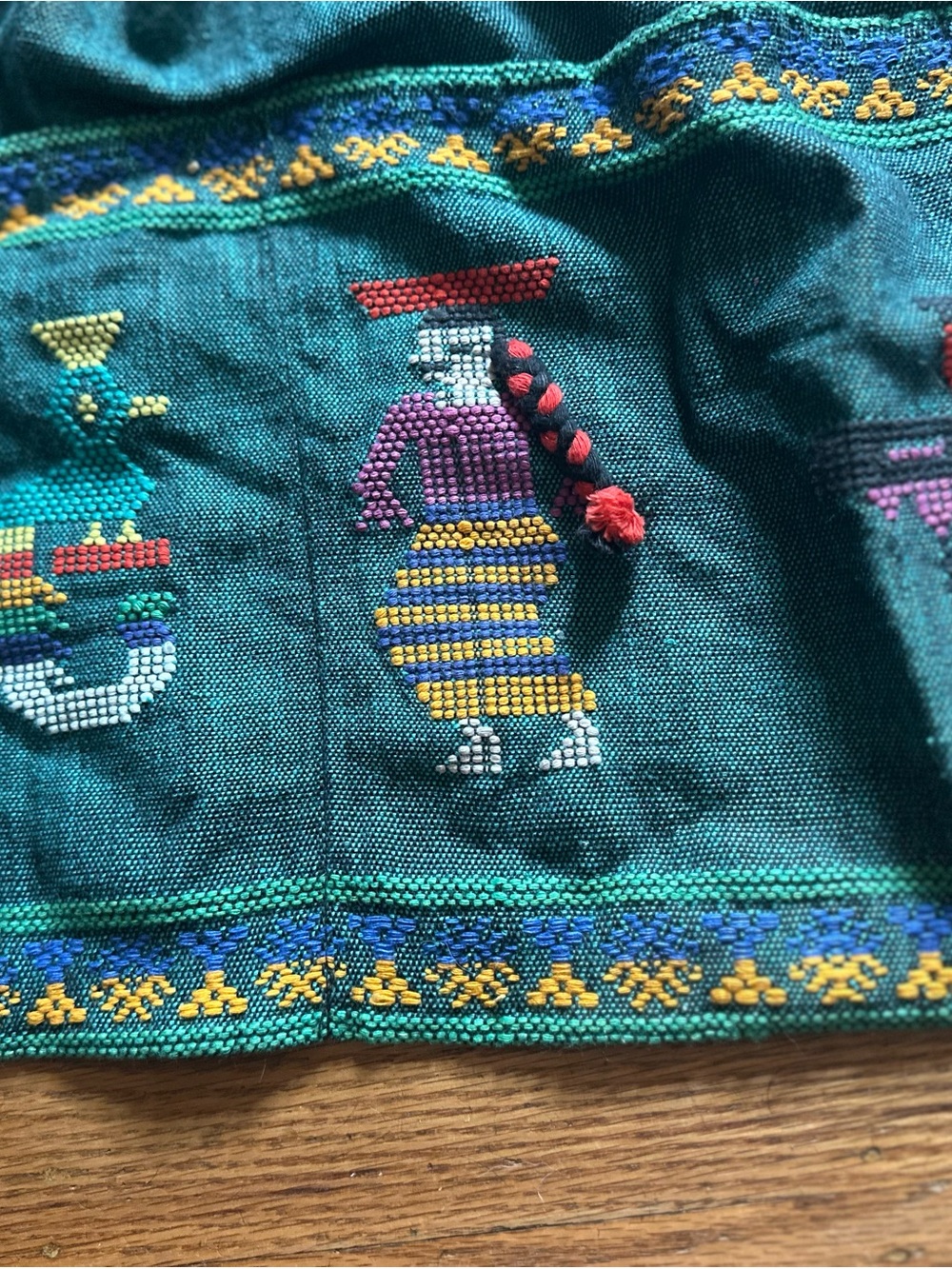 Handwoven Aztec Teal Embroidered Waist Apron Wrap - Unbranded - Picture 2 of 8